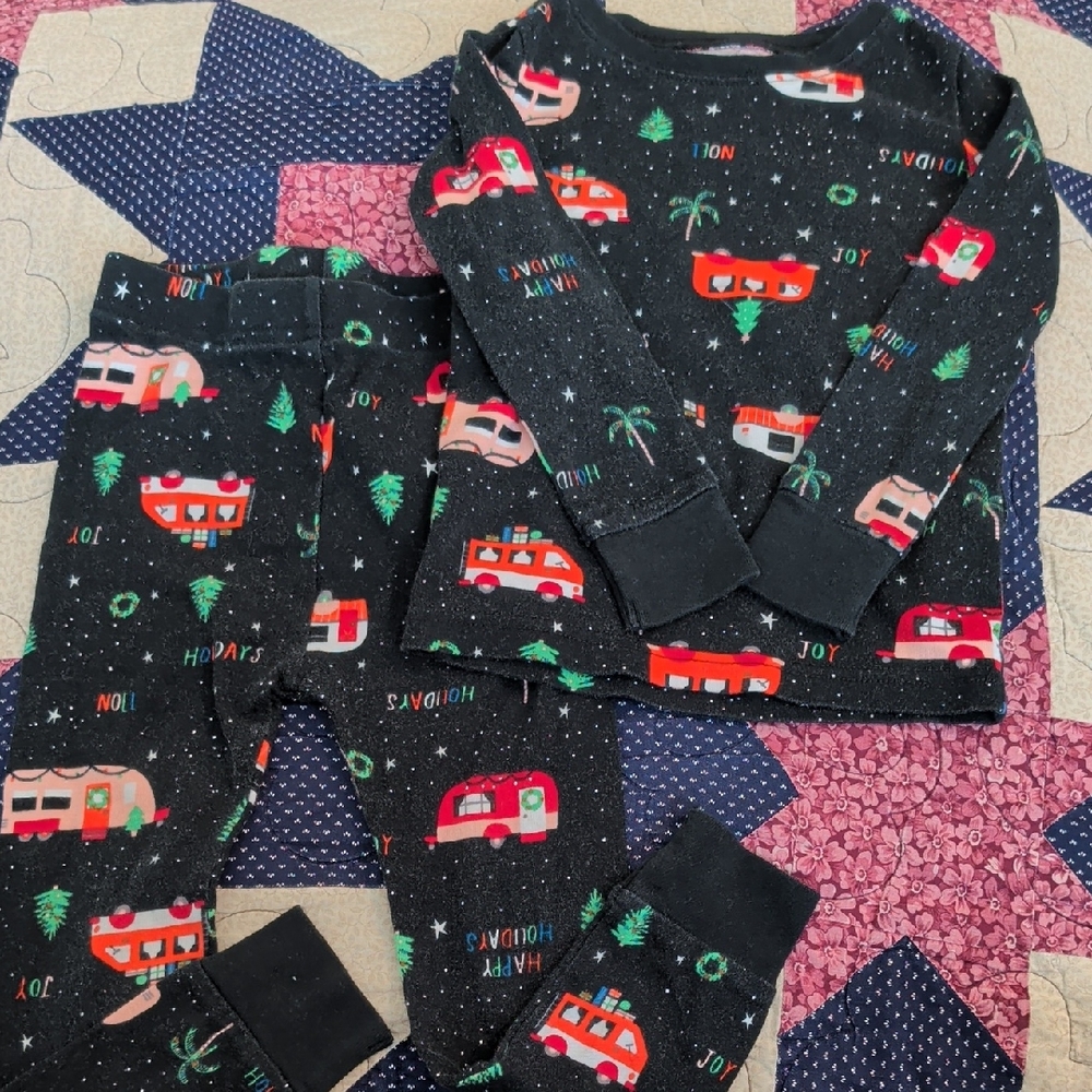 Old Navy Kids Pajama Set - Black with Red and Green